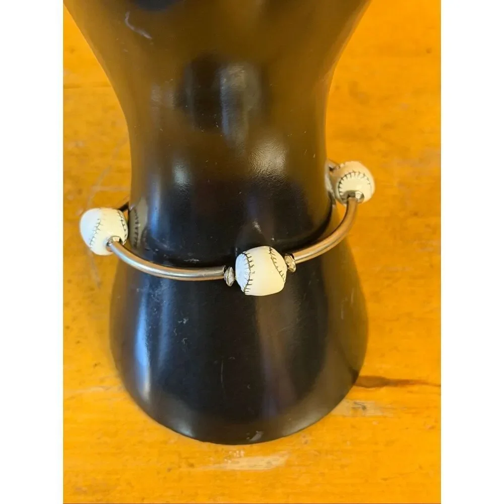 Cookie Lee Silver Tone Baseball Bracelet (7446)